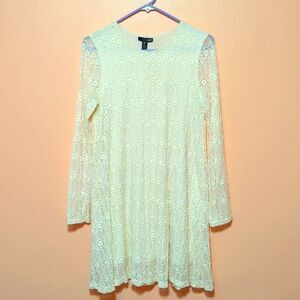 Aqua Cream Lace Dress Size Medium Lined Made in USA Boho Western Festival